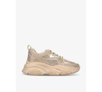 Steve Madden Womens Beige Privy Rhinestone-embellished Faux-suede and Mesh Low-top Trainers Eur 37 / 4 Uk Women