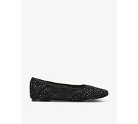 Steve Madden Womens Black Marl Crystal-embellished Woven Ballerina Pumps Eur 39 / 6 Uk Women
