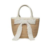 Steve Madden Women's Boww Mini Straw Top Handle W/Bow, White Multi, One Size