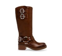 Steve Madden Womens Eastern Motorcycle Boots with Block Heel in Brown - Size UK 3