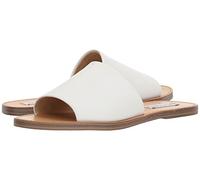 Steve Madden Women's Gracel Flat Sandal Slide, White Leather, 7.5 Wide
