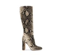 Steve Madden Womens Knee High Block Heel Boots with Zipper in Lt. Beige Snake - Black - Size UK 7