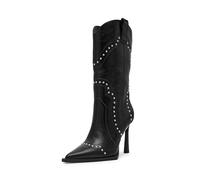 Steve Madden Women's Kylar Western Boot, Black Leather, 4 UK