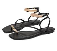 Steve Madden Women's Odyssey Flat Sandal, Black Leather, 8 UK