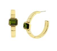 Steve Madden Women's Olivine Stone Gem Watch Chain Hoop Earrings, One Size, Metal, No Gemstone