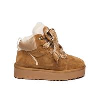 Steve Madden Womens Paci Lace Up Checkerboard Sneakers in Chestnut Suede - Brown - Size UK 4