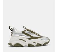 Steve Madden Womens Possession E Lace Up Platform Sneakers in Olive / Silver - Green - Size UK 9