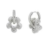 Steve Madden Womens Puffy Flower Charm Small Hoop Earrings