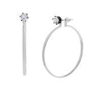 Steve Madden Women's Punk Romance Stone Stud Hoop Earrings, One Size, Metal Glass, No Gemstone