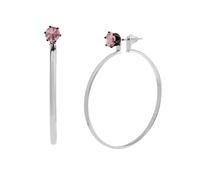 Steve Madden Women's Punk Romance Stone Stud Hoop Earrings, One Size, Metal Glass, No Gemstone