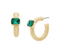 Steve Madden Womens Stone Gem Omega Hoop Earrings
