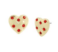 Steve Madden Womens Stone Heart Stud Earrings, One Size, Metal Glass, No Gemstone