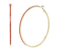 Steve Madden Womens Stone Large Hoop Earrings