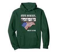 Steve McQueen_020 Pullover Hoodie, Adult Unisex, Dark Green, Large
