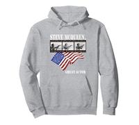 Steve McQueen_020 Pullover Hoodie, Adult Unisex, Heather Grey, Large
