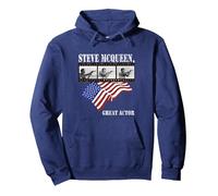 Steve McQueen_020 Pullover Hoodie, Adult Unisex, Navy Blue, XX-Large