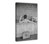 Steve McQueen And Wife Neile Adams Bath Tub Print Canvas Poster Wall Art Decor Print Picture Paintings for Living Room Bedroom Decoration 16x24inch(40x60cm)