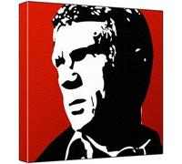 Steve Mcqueen - Pop Art Print (Red Background) 30 x 30 x 2.5 cm Deep Box Canvas