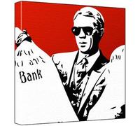 Steve Mcqueen - Pop Art Print (Red Background) 30 x 30 x 2.5 cm Deep Box Canvas