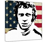 Steve Mcqueen - Pop Art Print (Stars & Stripes Background) - 30 x 30 x 2.5 cm Deep Box Canvas