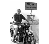 Steve McQueen The Great Escape Art Deco Canvas Print, 76x51 cm, Framed Wall Art