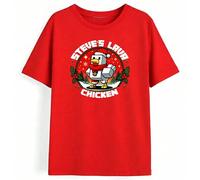 Steve’s Lava Chicken Christmas T-Shirt, Funny Pixel Gamer Xmas 2025 Graphic Tee, Retro Festive Gaming Gift Top UK (Red, XL Years)