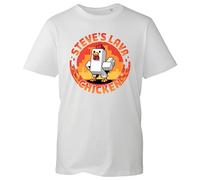 Steve’s Lava Chicken T-Shirt - Funny Pixel Chicken Graphic Tee - Gamer Style Unisex Top - Retro Gaming Gift Shirt (Navy, 9 Years) (White, 11 Years)