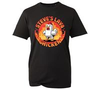Steve’s Lava Chicken T-Shirt - Funny Pixel Chicken Graphic Tee - Gamer Style Unisex Top - Retro Gaming Gift Shirt (Black, 11 Years)