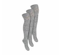 Steven 3 Pairs Ladies Extra Long Thigh High Over The Knee Wool Socks - 3-5 UK - Grey