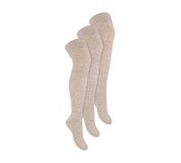 Steven 3 Pairs Ladies Extra Long Thigh High Over The Knee Wool Socks - 6-8 UK - Beige