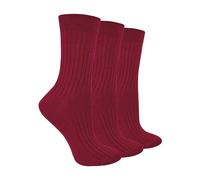 Steven 3 Pairs Ladies Merino Wool Winter Thick Cushion Warm Boot Socks - 6-8 UK - Burgundy