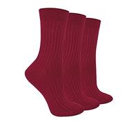STEVEN 3 Pairs Multipack Ladies Original Merino Wool Socks Breathable Winter Thick Cushion Warm Boot Socks (3-5, Burgundy)