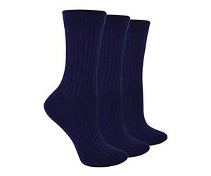 STEVEN 3 Pairs Multipack Ladies Original Merino Wool Socks Breathable Winter Thick Cushion Warm Boot Socks (3-5, Navy Blue)