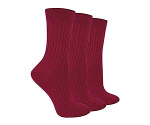 STEVEN 3 Pairs Multipack Ladies Original Merino Wool Socks Breathable Winter Thick Cushion Warm Boot Socks (6-8, Burgundy)