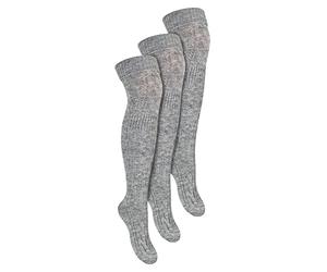 STEVEN 3 Pairs Multipack Womens Over The Knee Wool Socks Ladies Extra Long Thigh High Wool Socks (3-5, Grey)