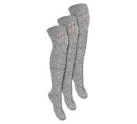 STEVEN 3 Pairs Multipack Womens Over The Knee Wool Socks Ladies Extra Long Thigh High Wool Socks (6-8, Grey)