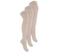 STEVEN 3 Pairs Multipack Womens Over The Knee Wool Socks Ladies Extra Long Thigh High Wool Socks (6-8, Beige)