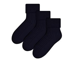 STEVEN 3 Pairs Womens Wool Bed Socks Luxury Lightweight Warm Fuzzy Lounge Sleep Socks for Ladies (3-5, Black)