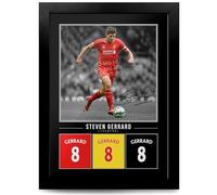 Steven Gerrard Liverpool Signed Photo Poster A4/A3 Print Picture Display Framed Autograph Memorabilia Gift Football Fans England (Black A4 framed & mounted)