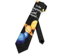 Steven Harris Christian Ties Mens Religious Necktie Bible Verse Tie Genesis 1:1 Planet Neckties, Black, One size
