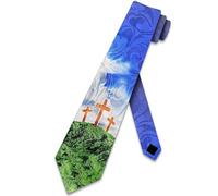 Steven Harris Cross Ties Mens Religious Necktie for Men Three Crosses Tie Faith Neckties, Black, One size