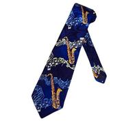 Steven Harris Mens Saxophone Music Necktie - Blue - One Size Neck Tie