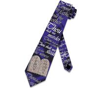 Steven Harris Ten Commandments Tie Mens Religious Neckties Church Tie Christian Necktie for Men, Blue, One size
