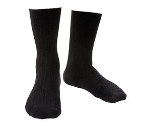 STEVEN Mens Merino Wool Socks with Loose Soft Top Non Binding Seamless Non Elastic Socks for Swollen Feet (6-8, Black)