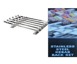 Steven Raichlen Stainless Steel Kabab Rack + Six Skewers BBQ