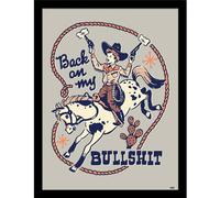 Steven Rhodes Back On My Bull Framed Poster in Light Blue Steven Rhodes Light Blue