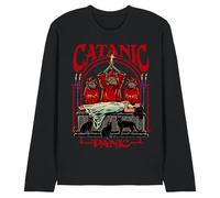 Steven Rhodes Catanic Panic Unisex Long Sleeve T Shirt, Black, Large
