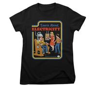 Steven Rhodes Officially Licensed Learn About Electricity Women T-Shirt (Black), Small