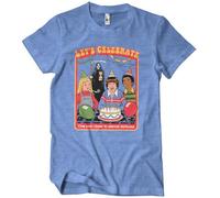 Steven Rhodes Officially Licensed Let's Celebrate Mens T-Shirt (Blue-Heather), Medium
