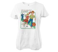 Steven Rhodes Officially Licensed Let's Run Away from Our Problems Women T-Shirt (White), Large